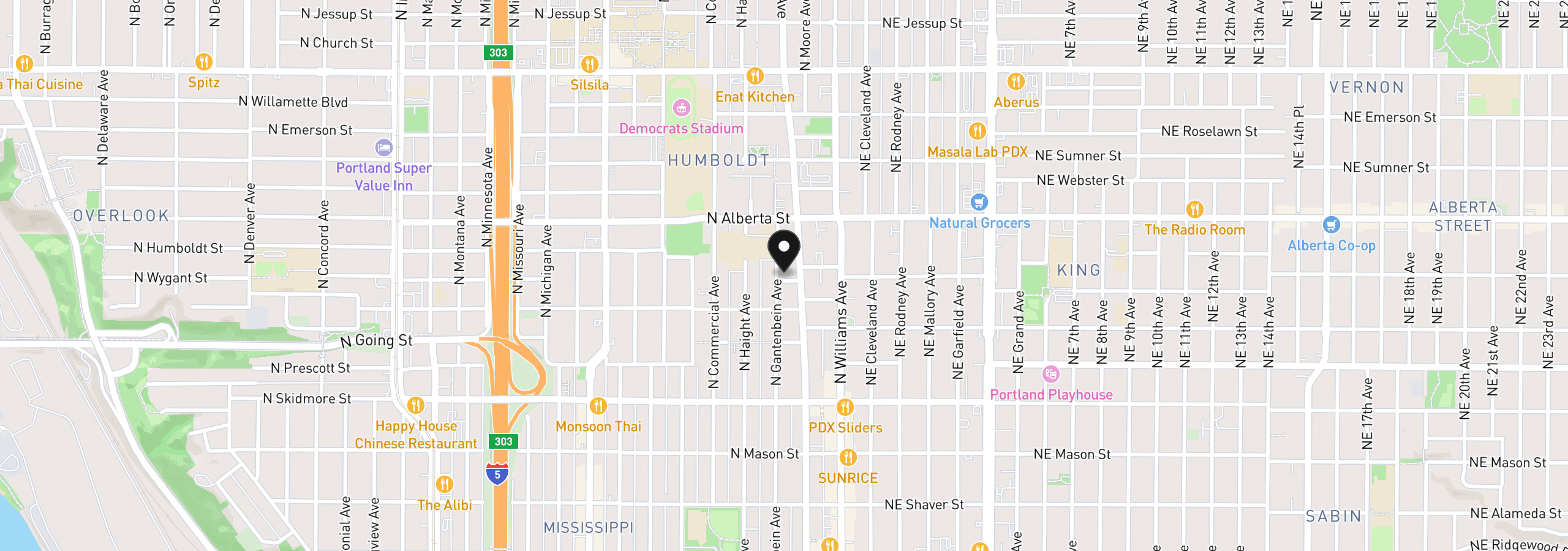 Map showing the location of 4806 N Gantenbein Ave, Portland, OR 97217