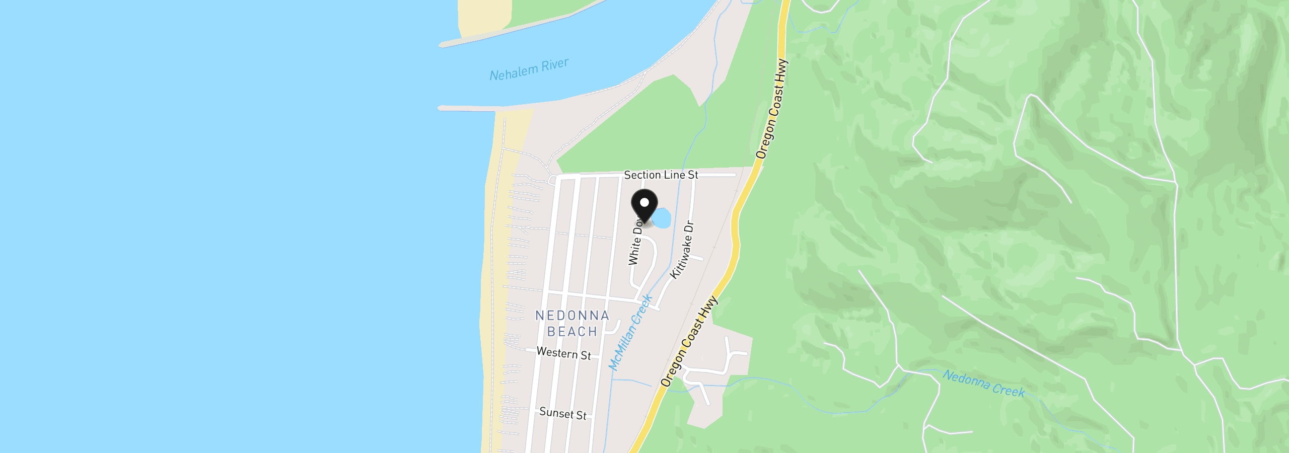 Map showing the location of 26759 White Dove Ave, Rockaway Beach, OR 97136