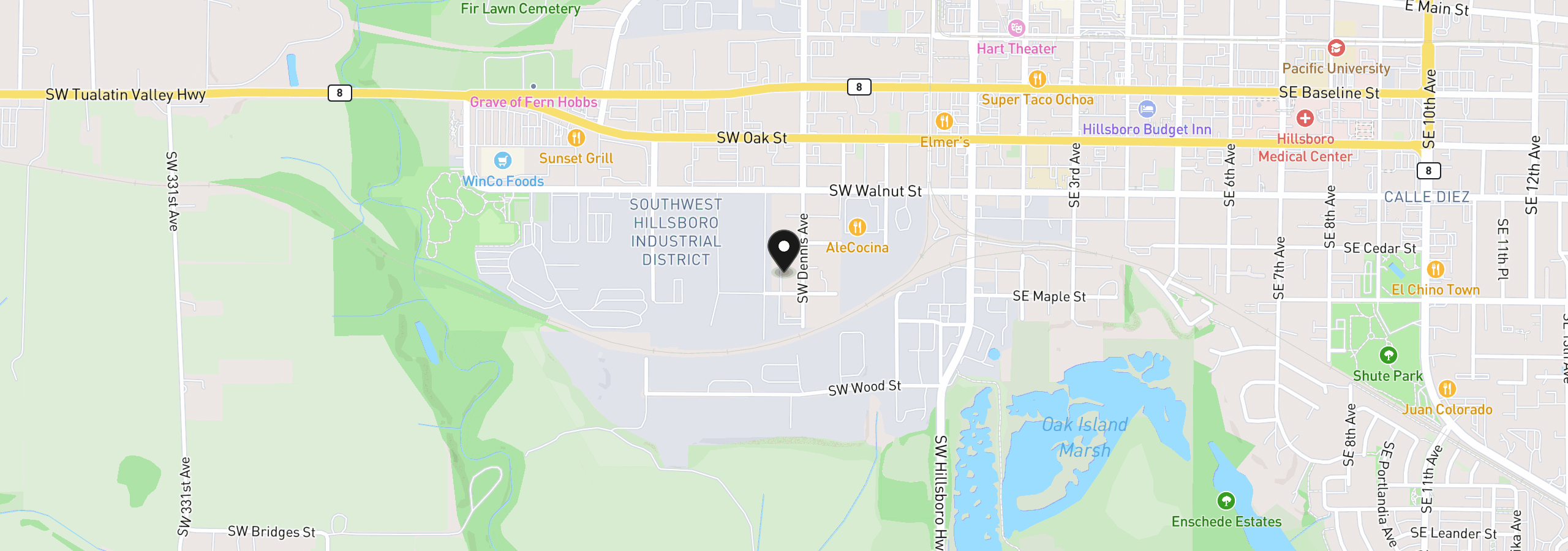 Map showing the location of 535 SW Maple St, Hillsboro, OR 97123