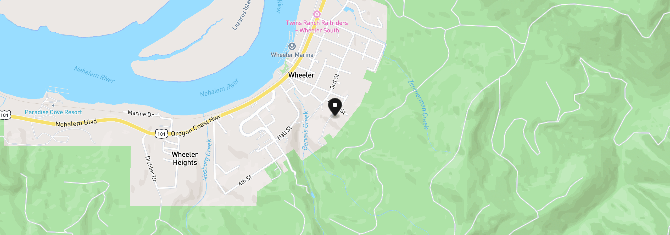 Map showing the location of 7 4th St, Wheeler, OR 97147