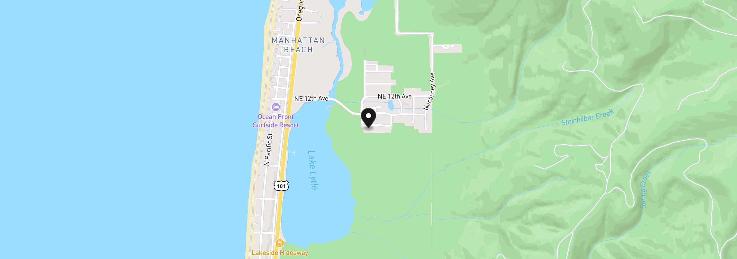 Map showing the location of 1009 Smith St, Rockaway Beach, OR 97136