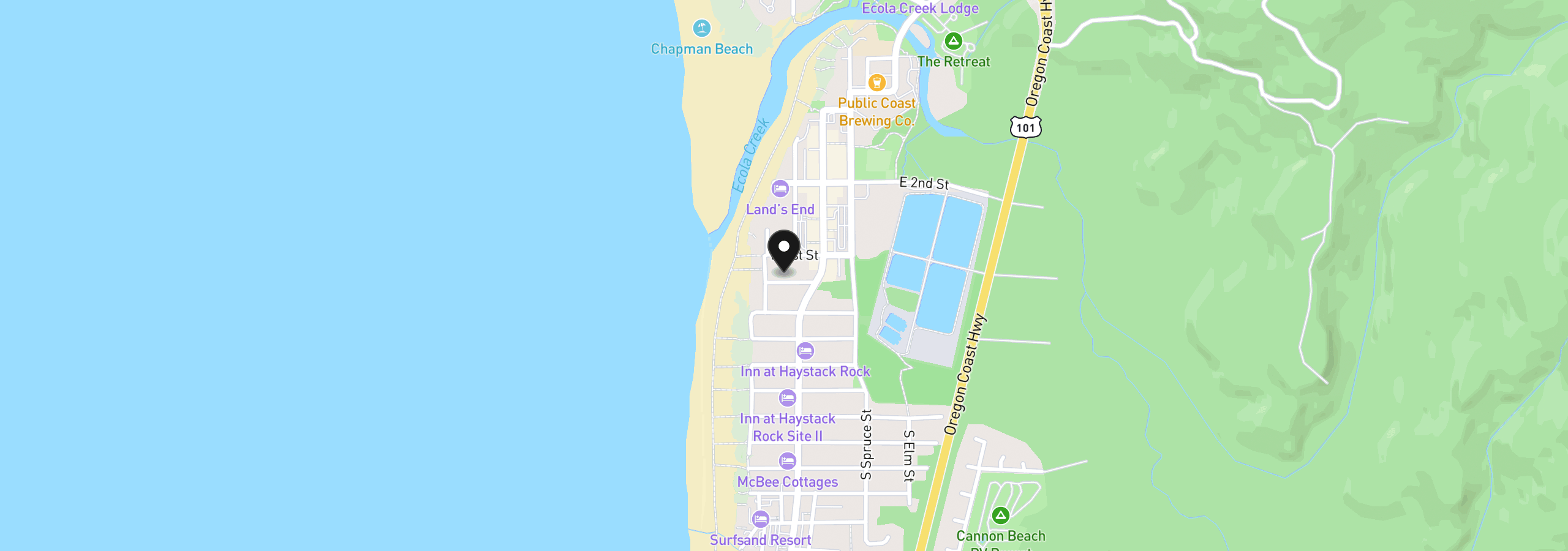 Map showing the location of 180 W Taft St, Cannon Beach, OR 97110