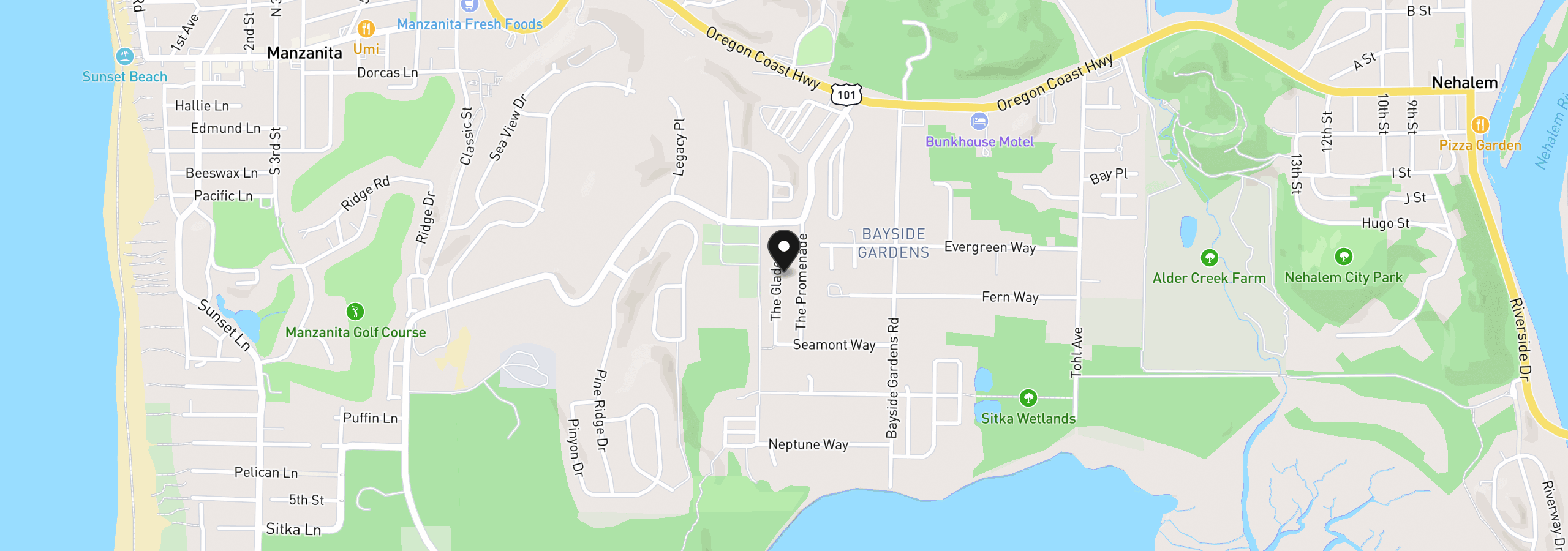Map showing the location of 35145 The Glade, Manzanita, OR 97130