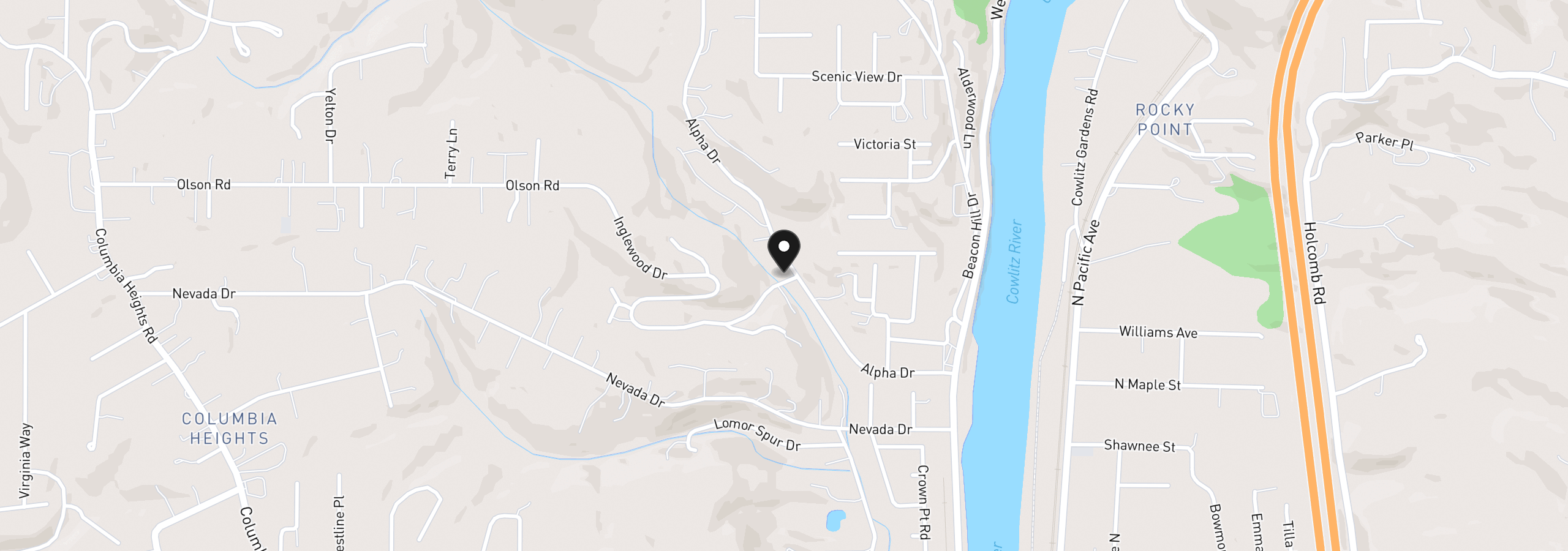 Map showing the location of 100 Inglewood Dr, Longview, Wa 98632