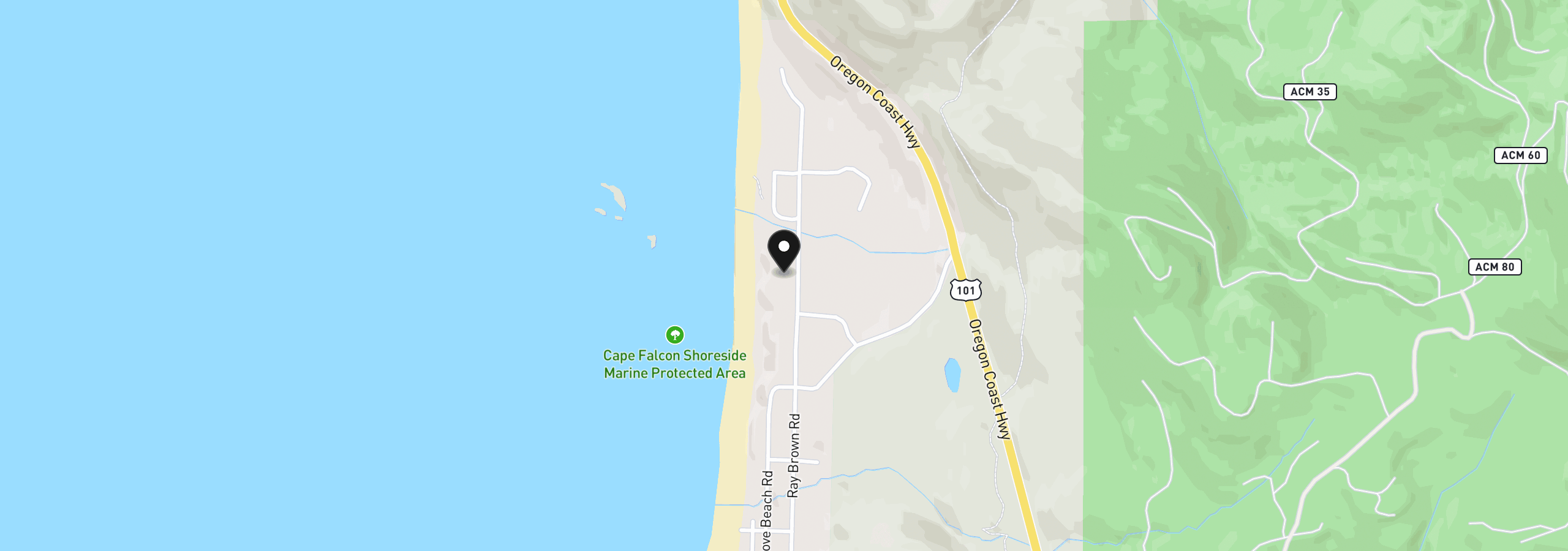 Map showing the location of 79364 Ray Brown Rd, Arch Cape, OR 97102