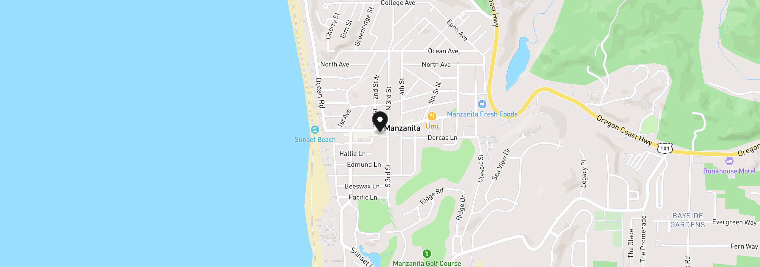 Map showing the location of 220 Laneda Ave, Manzanita, OR 97130