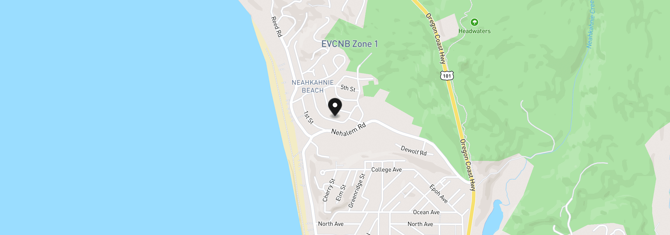 Map showing the location of Second St 1, Manzanita, OR 97130