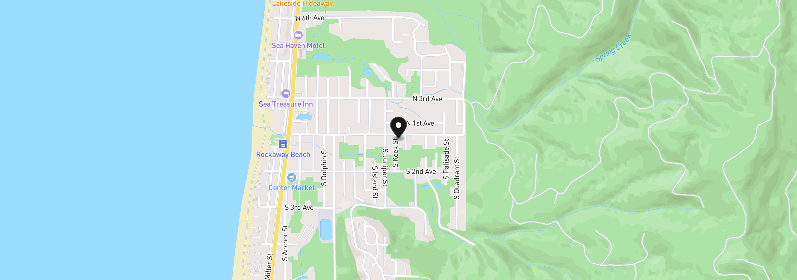 Map showing the location of Vl Keel 7200, 7300 St, Rockaway Beach, OR 97136
