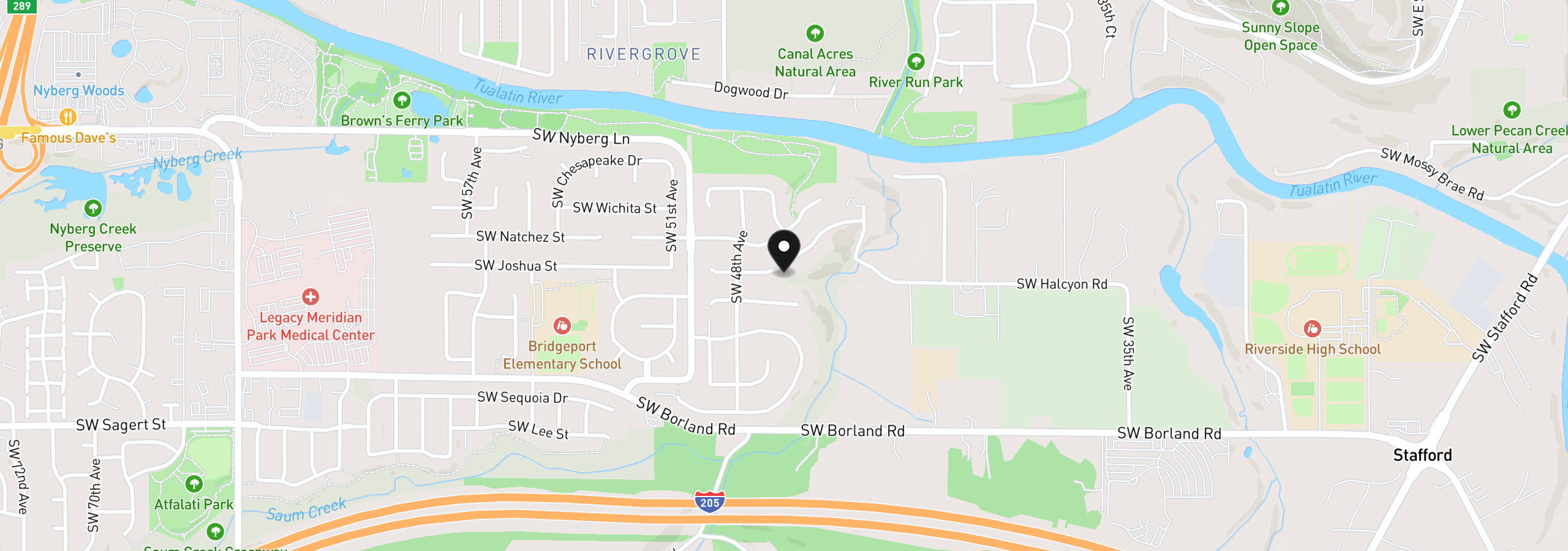 Map showing the location of 4680 SW Joshua St, Tualatin, OR 97062
