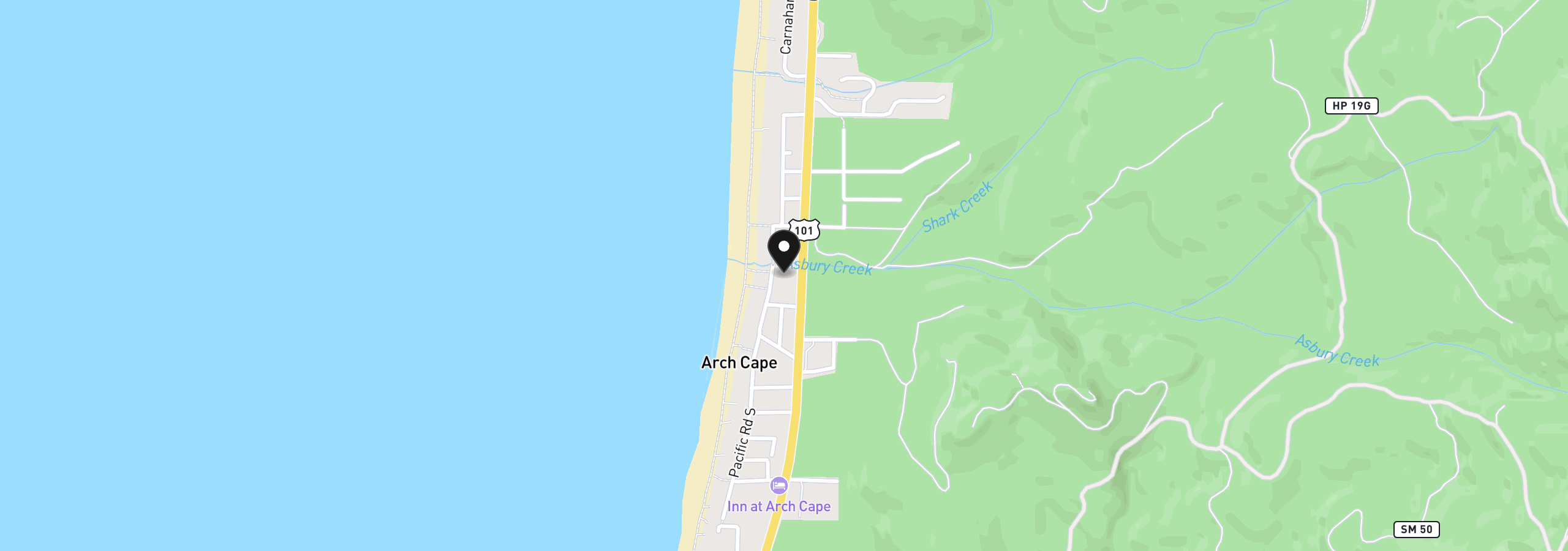 Map showing the location of 80199 Pacific Rd, Arch Cape, OR 97102