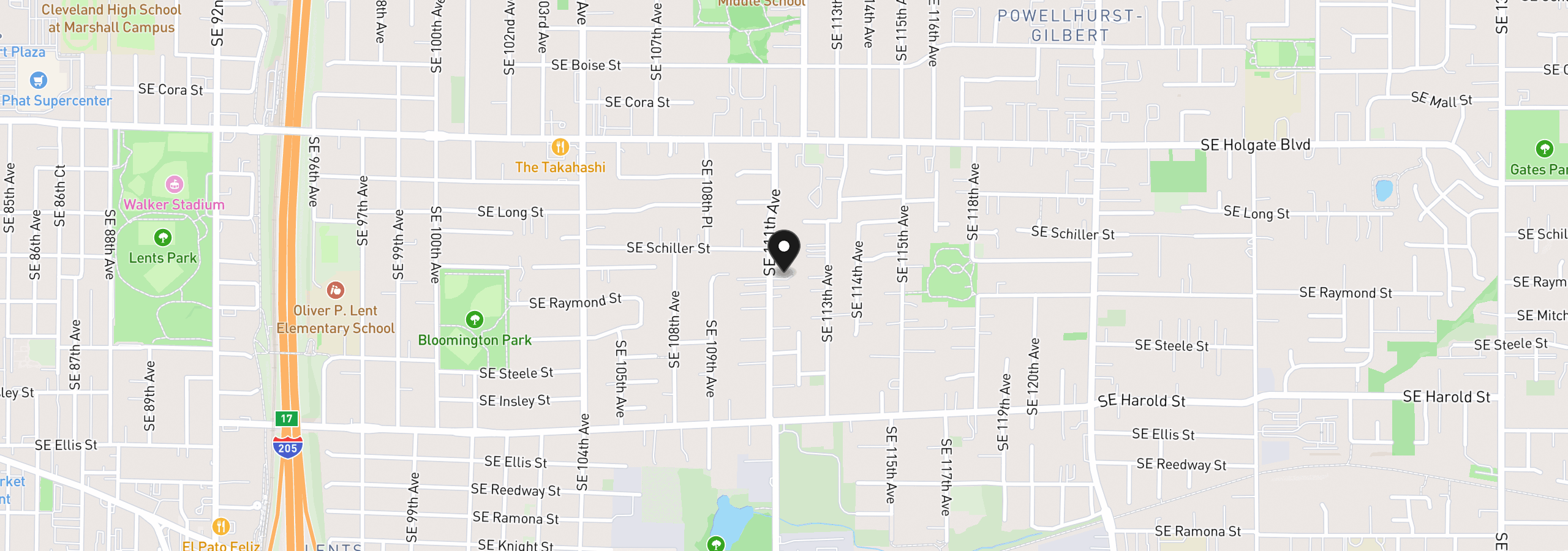 Map showing the location of 4922 SE 111th Ave, Portland, OR 97266