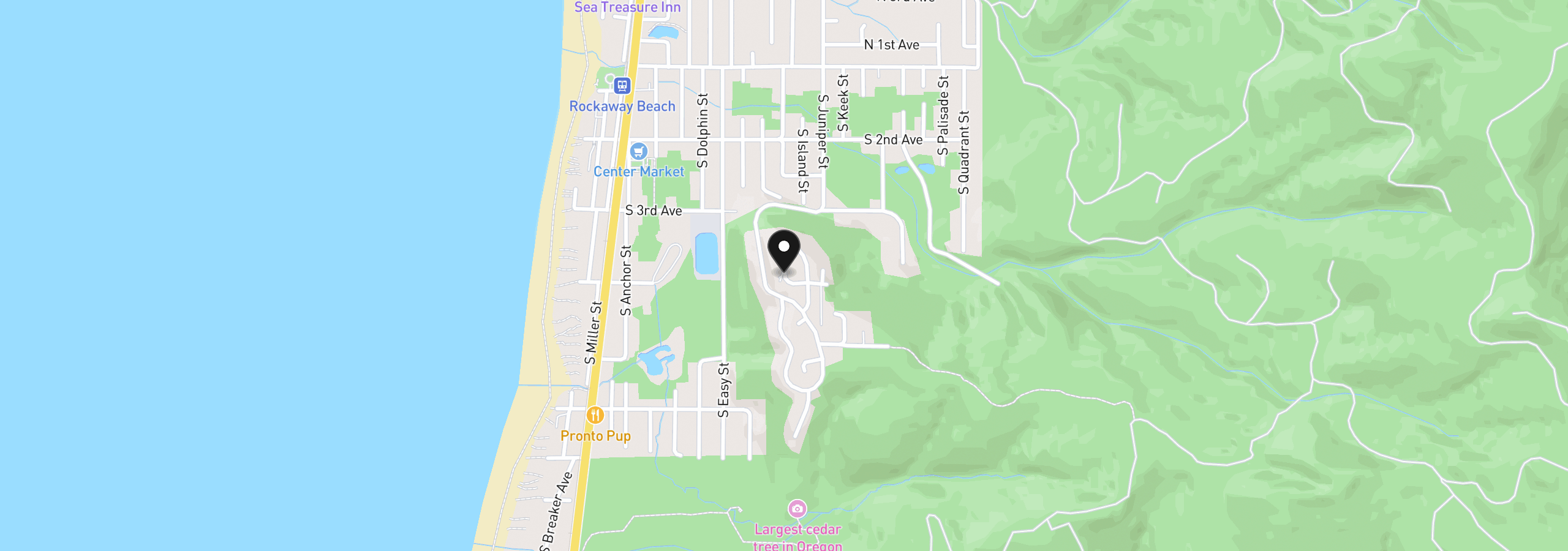 Map showing the location of Longview Loop 20, Rockaway Beach, OR 97136