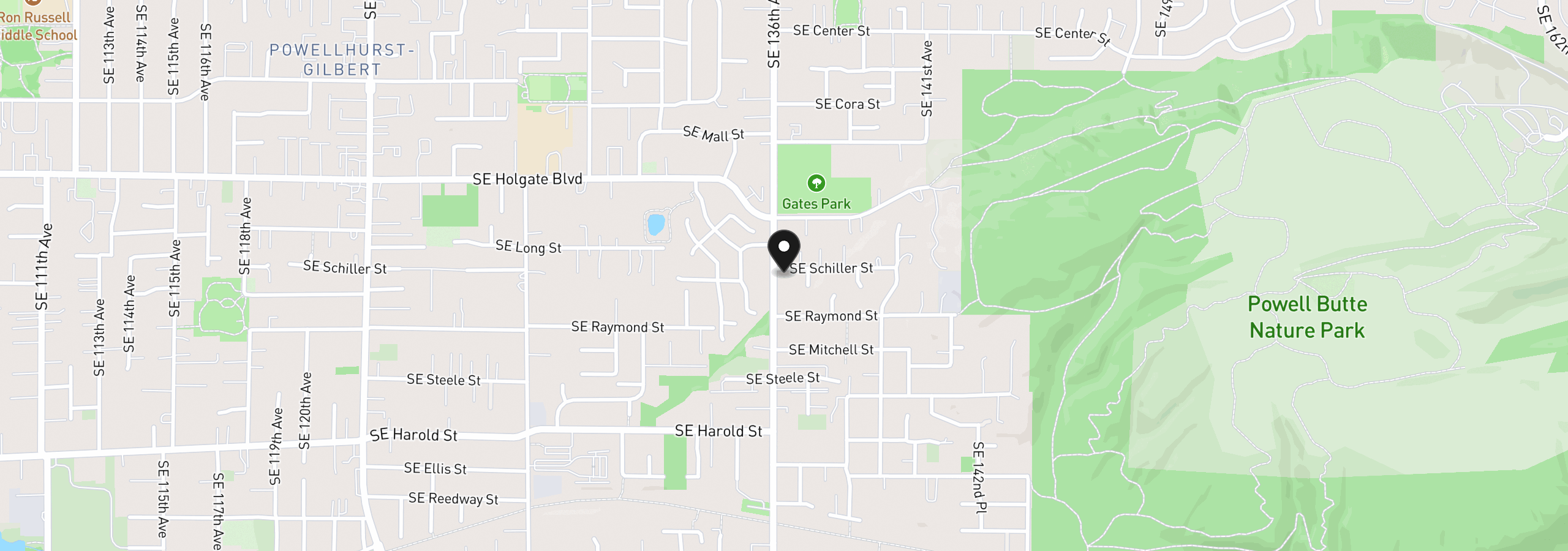 Map showing the location of 4810 SE 136th Ave, Portland, OR 97236