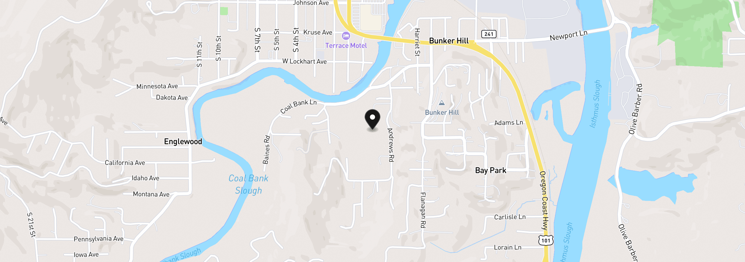 Map showing the location of 0 Idaho Dr 300, Coos Bay, OR 97420