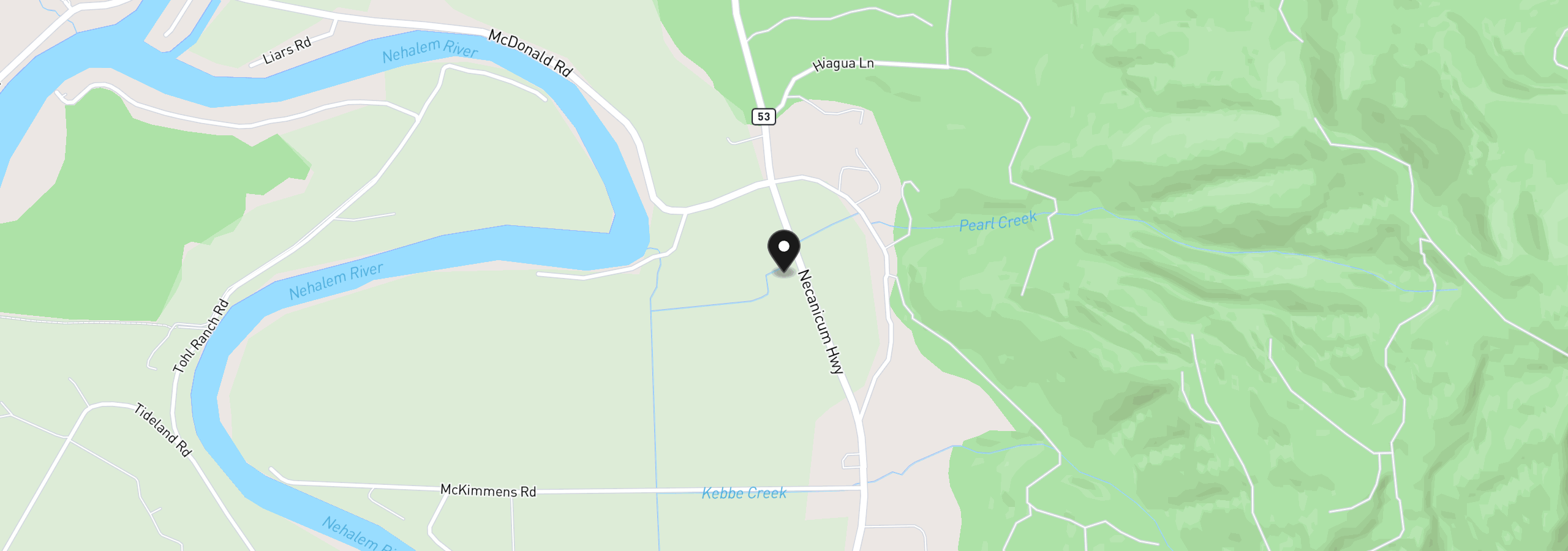 Map showing the location of 37220 Hwy 53, Nehalem, OR 97131
