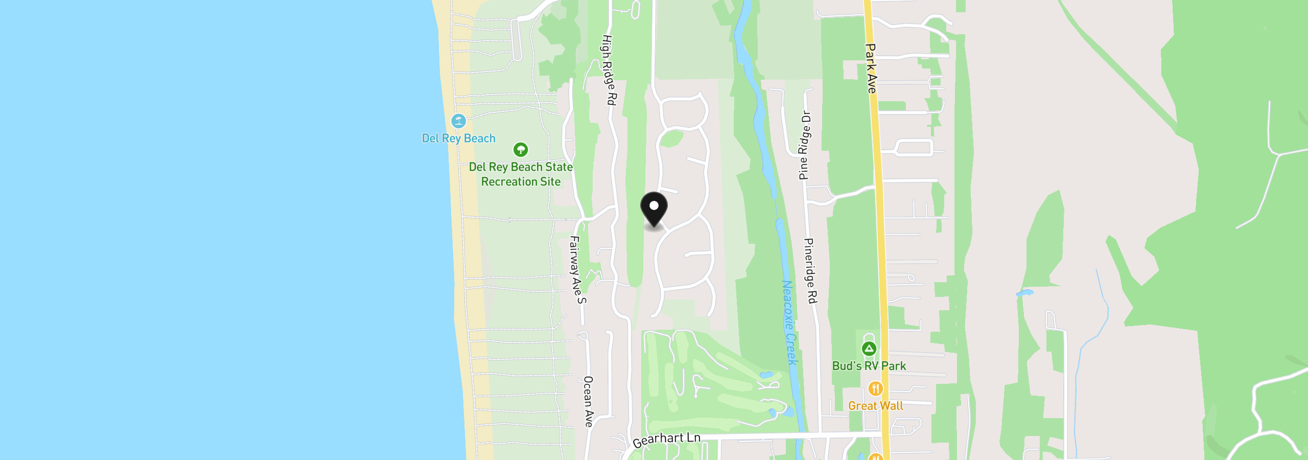 Map showing the location of 4802 Sheridan Dr, Gearhart, OR 97138