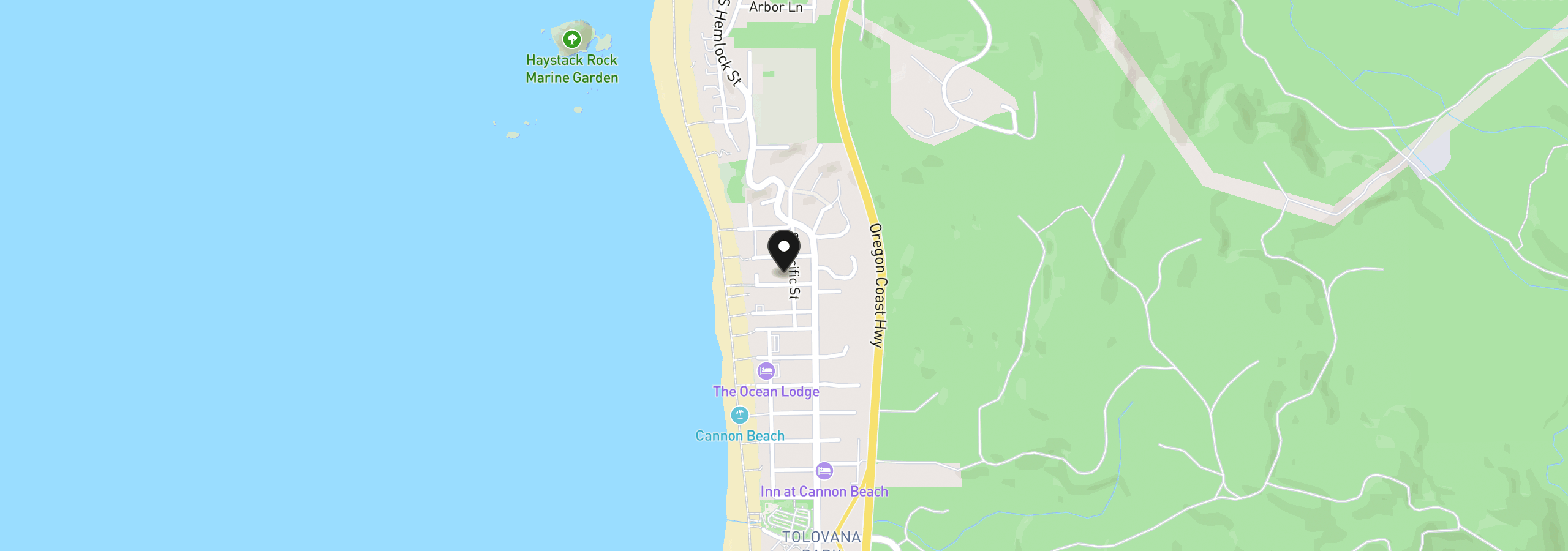 Map showing the location of 232 Tanana Ave, Cannon Beach, OR 97110