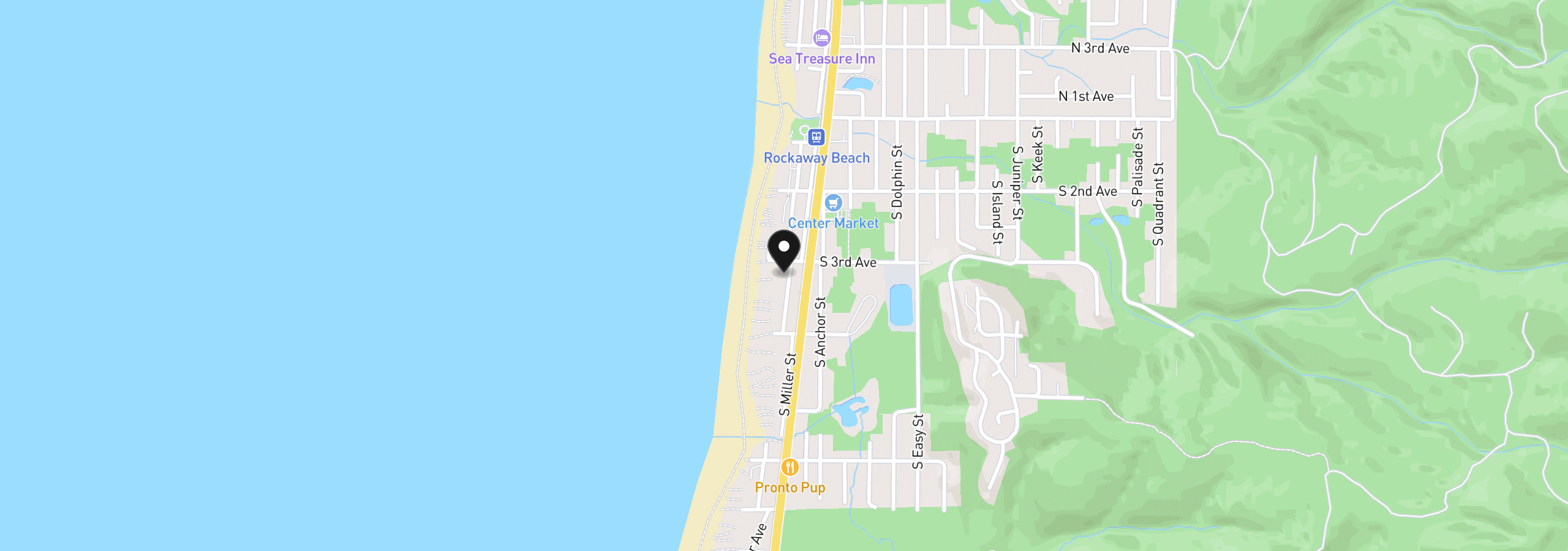 Map showing the location of 313 S Pacific St, Rockaway Beach, OR 97136