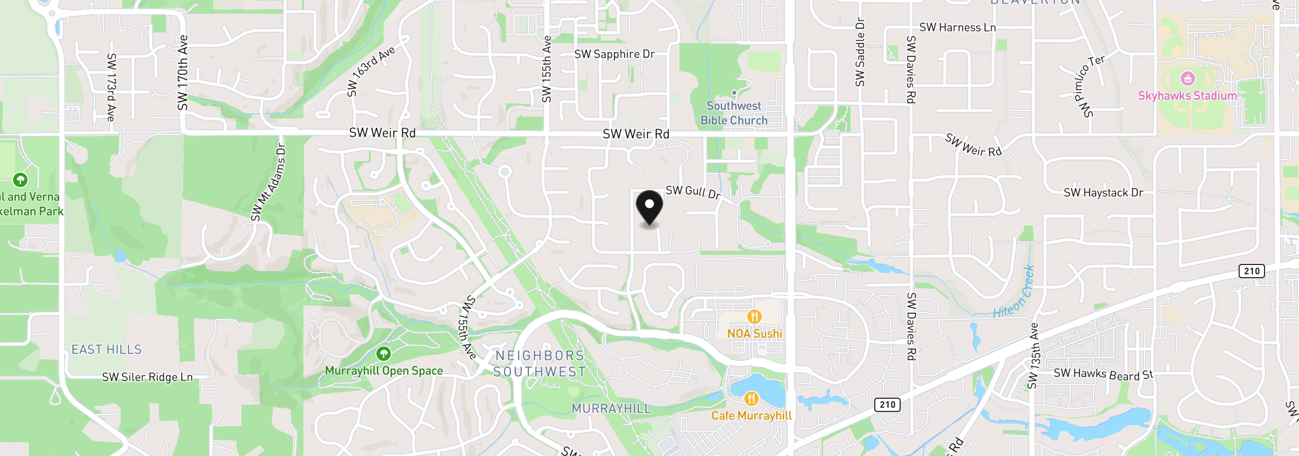Map showing the location of 10375 SW Dunlin Pl, Beaverton, OR 97007