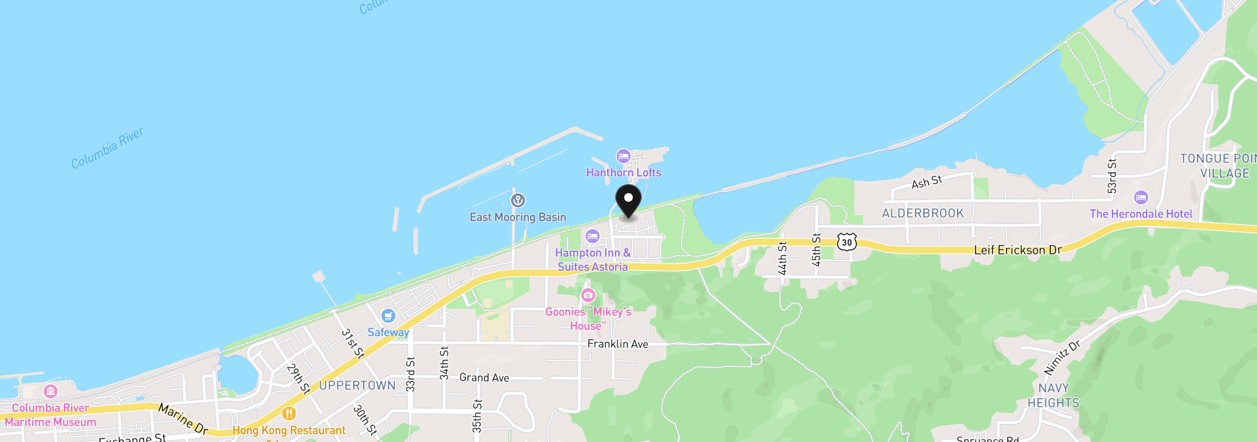 Map showing the location of 3930 Abbey Ln A203, Astoria, OR 97103