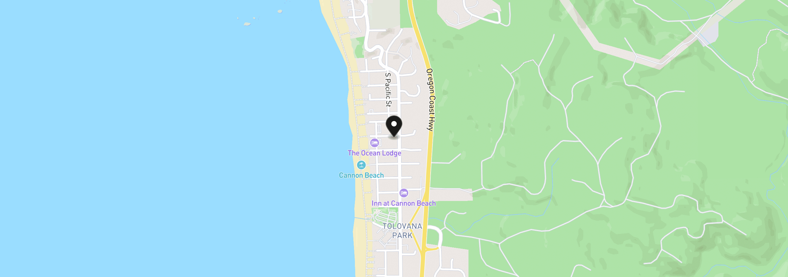 Map showing the location of 115 W Nelchena St, Cannon Beach, OR 97110