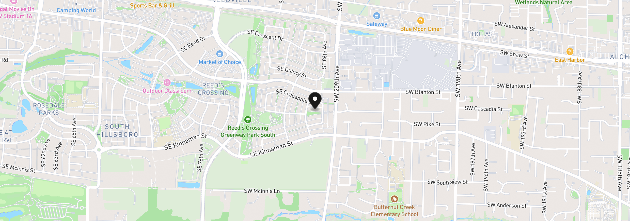 Map showing the location of 8568 SE Crabapple St, Hillsboro, OR 97123