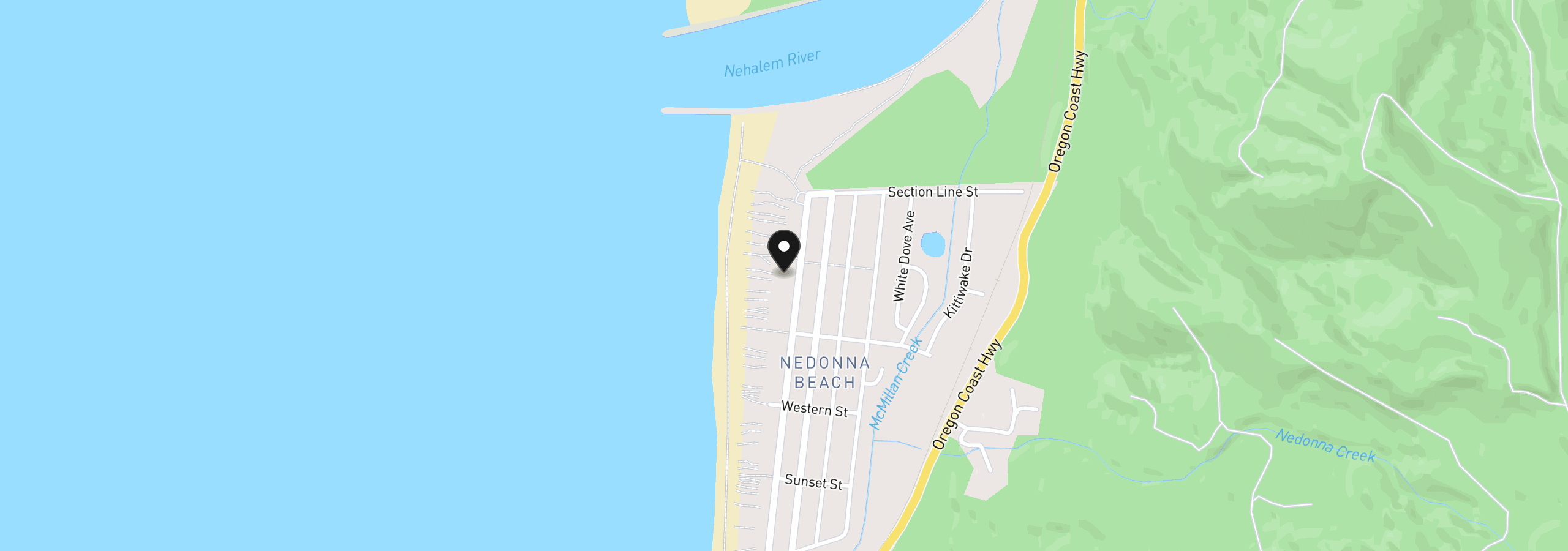 Map showing the location of 26550 Beach Dr, Rockaway Beach, OR 97136