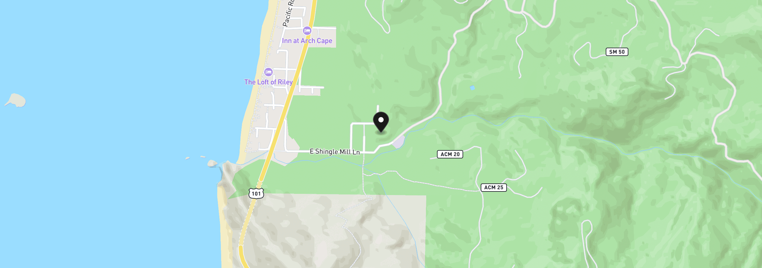 Map showing the location of Ravenshill Rd, Arch Cape, OR 97102