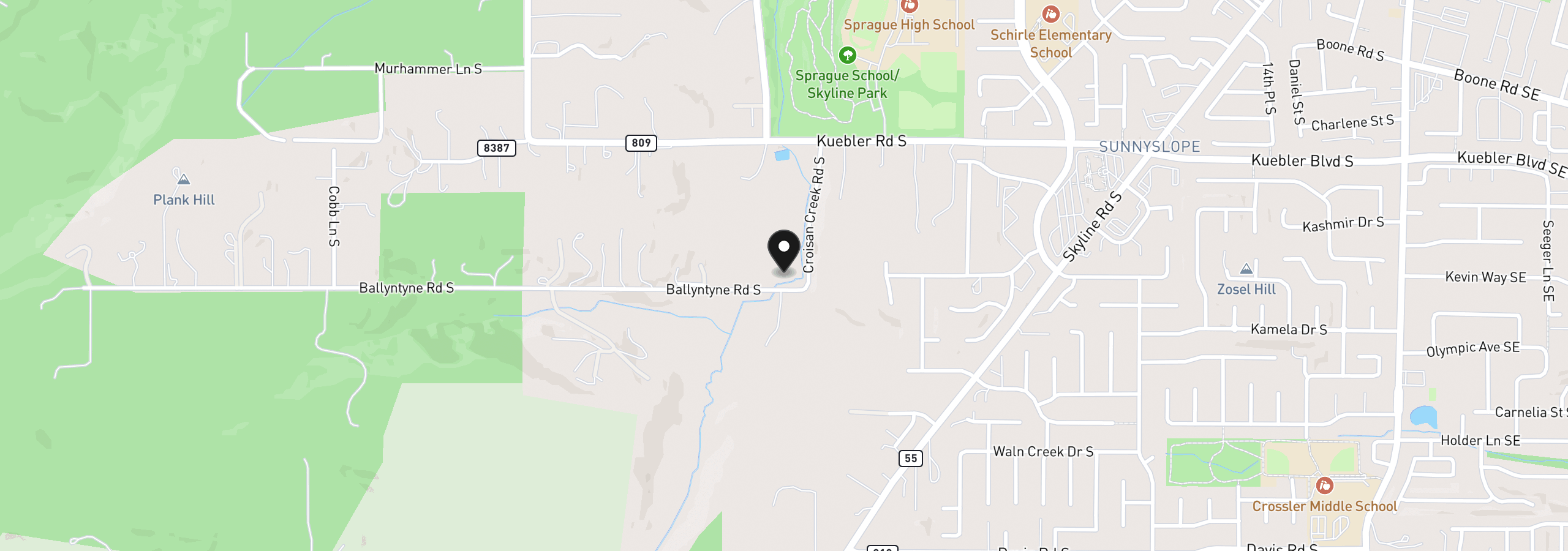 Map showing the location of 1 Ballyntyne Rd, Salem, OR 97302