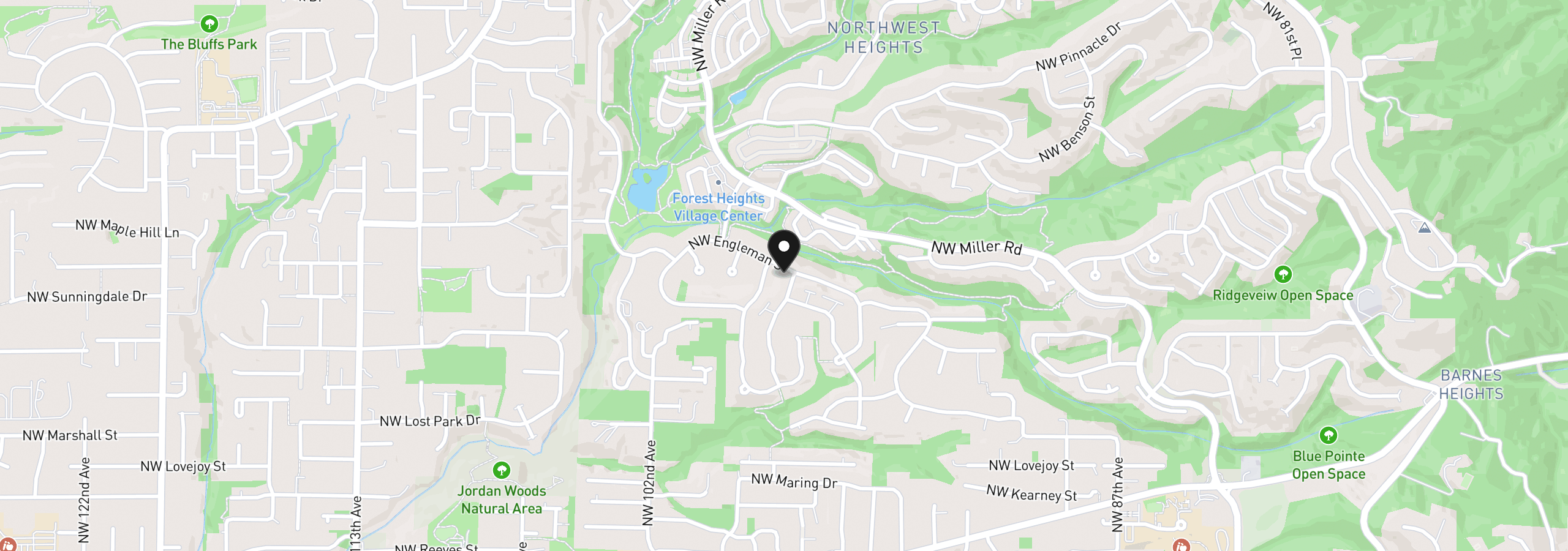 Map showing the location of 1645 NW Slocum Way, Portland, OR 97229