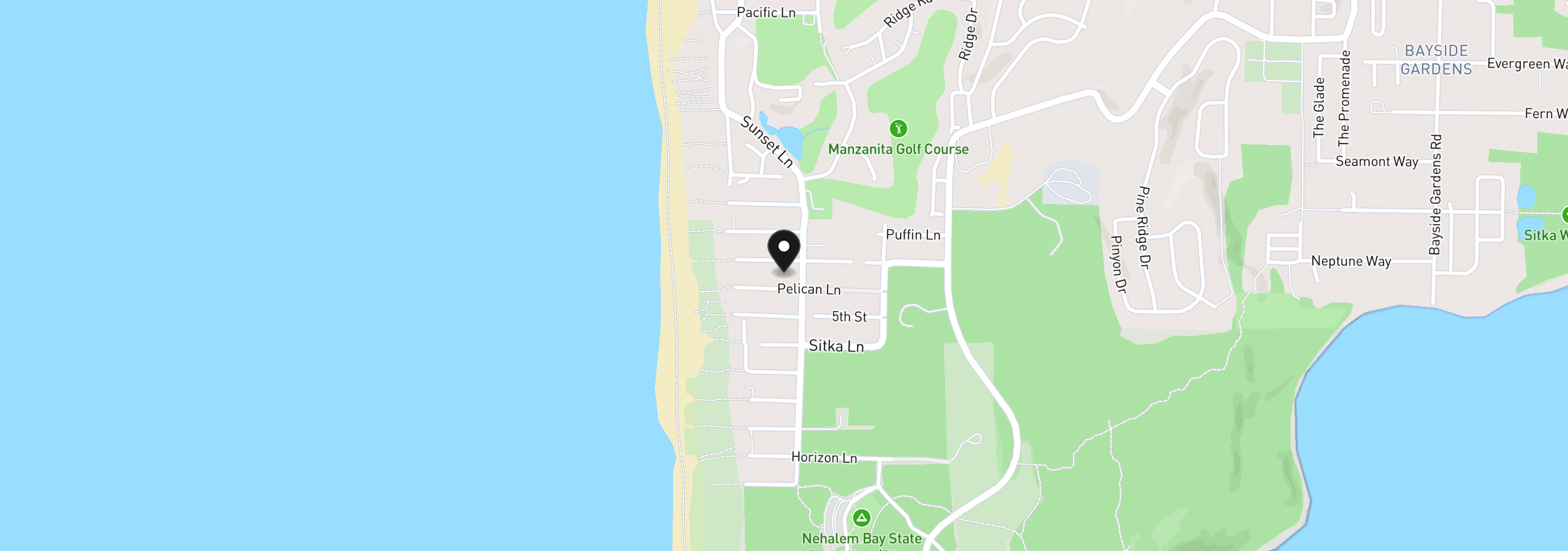Map showing the location of 34630 Necarney Blvd 24, Manzanita, OR 97130