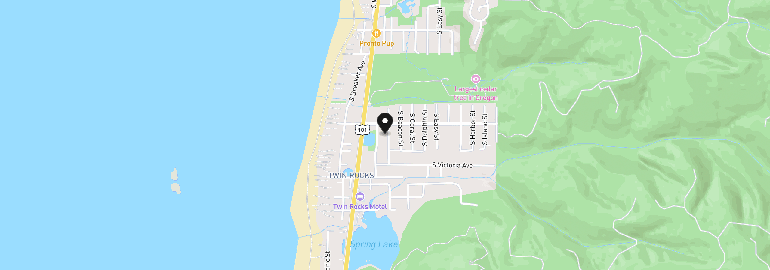 Map showing the location of 1041 S Anchor St, Rockaway Beach, OR 97136