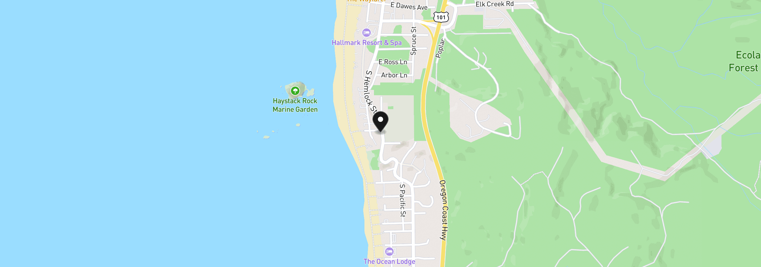 Map showing the location of 1956 S Hemlock St, Cannon Beach, OR 97110