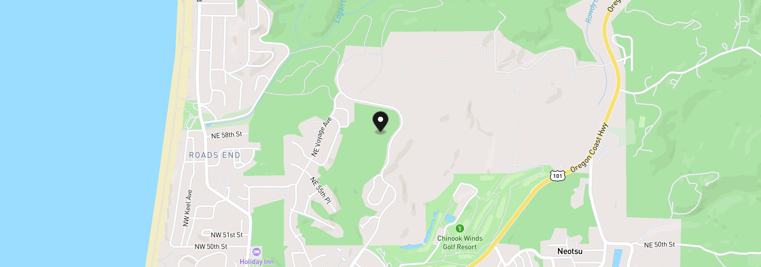 Map showing the location of Lots NE Devils Lake Blvd, Lincoln City, OR 97367