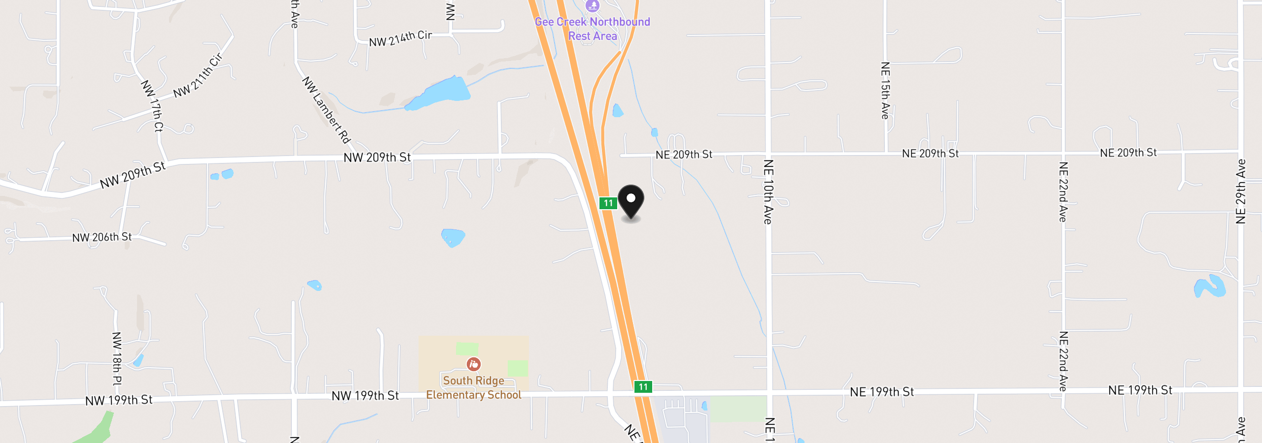 Map showing the location of 0 NE 209 St, Ridgefield, Wa 98642