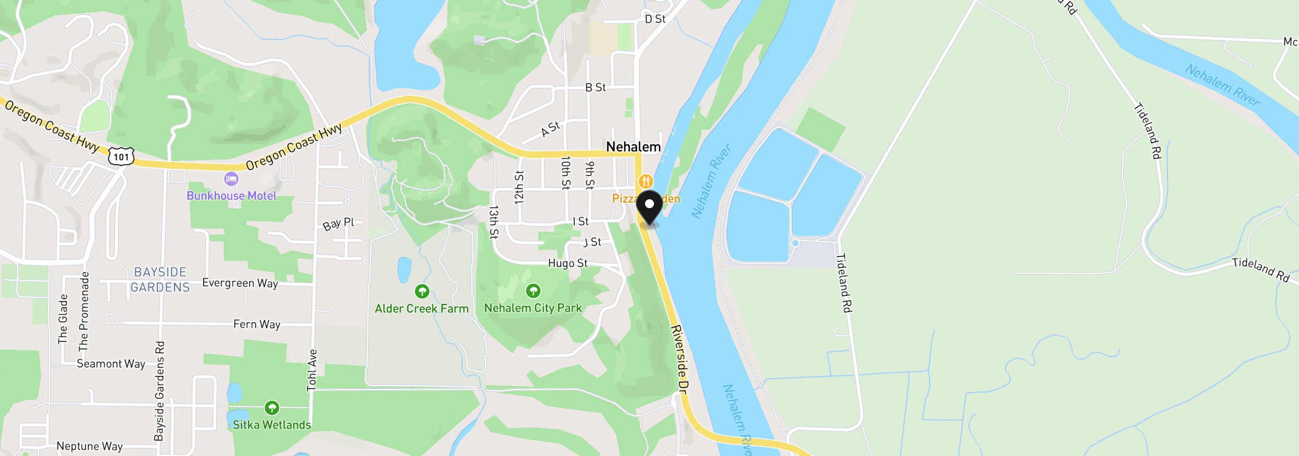 Map showing the location of N Hwy 101, Nehalem, OR 97131