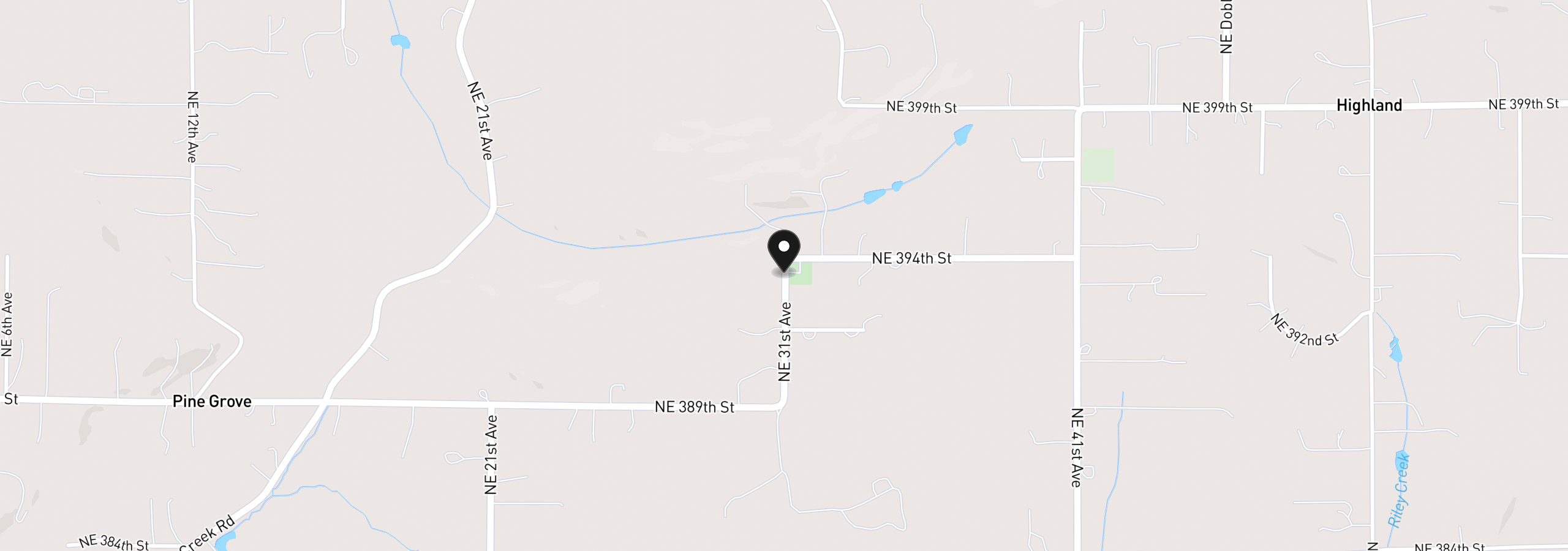 Map showing the location of 39412 NE 31st Ave, La Center, Wa 98629
