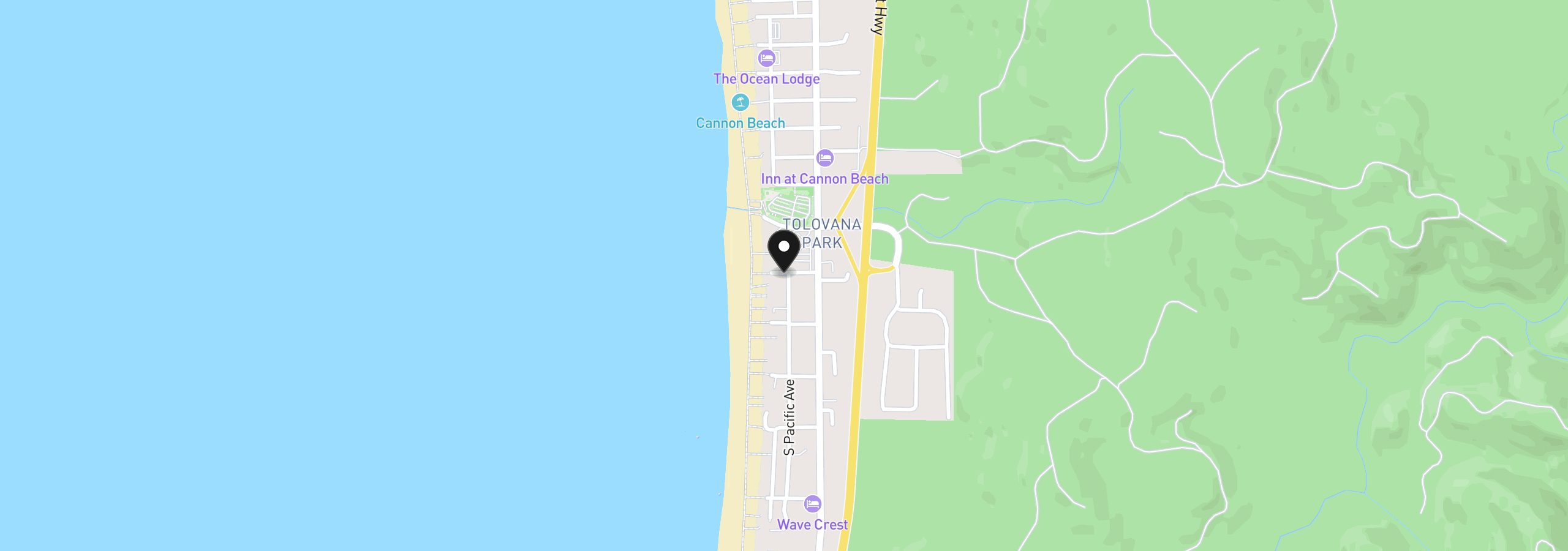Map showing the location of 3516 Pacific St, Cannon Beach, OR 97110