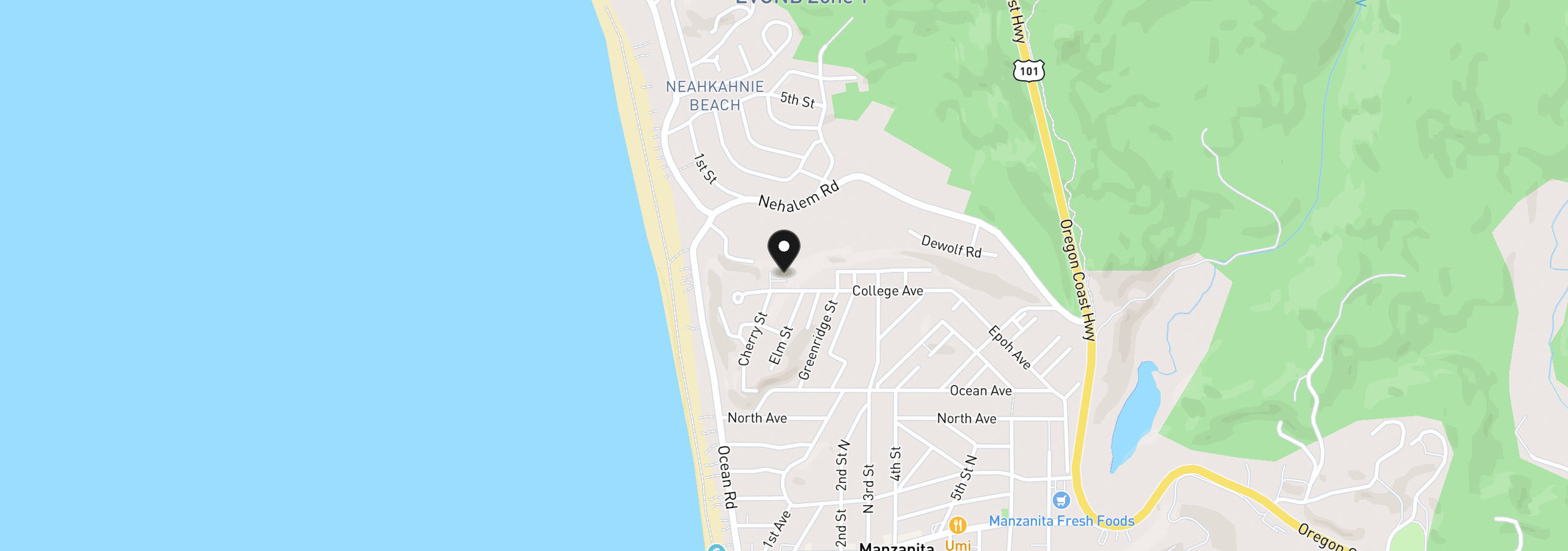 Map showing the location of 117 College, Manzanita, OR 97130