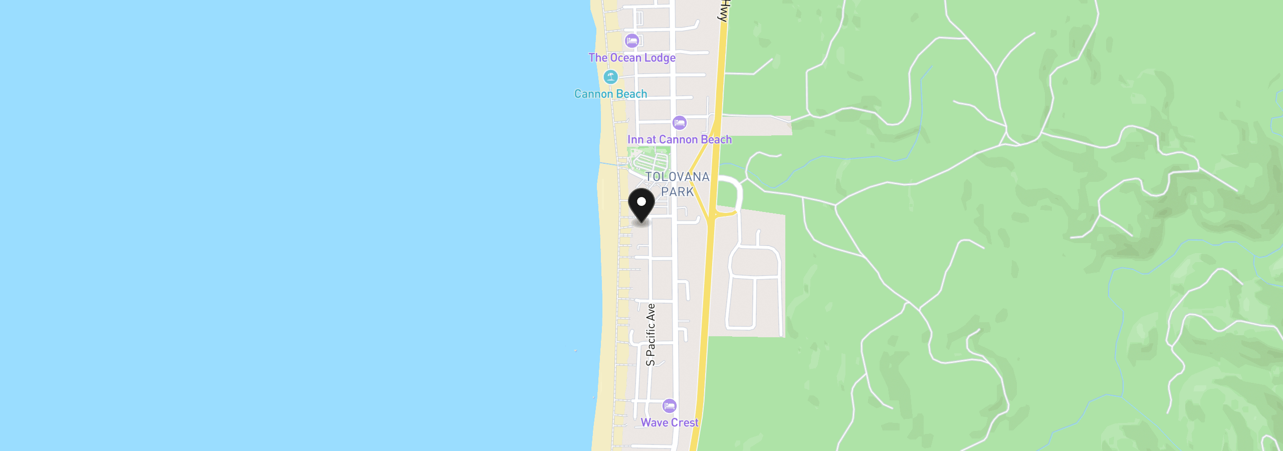 Map showing the location of 229 W Siuslaw St, Cannon Beach, OR 97110