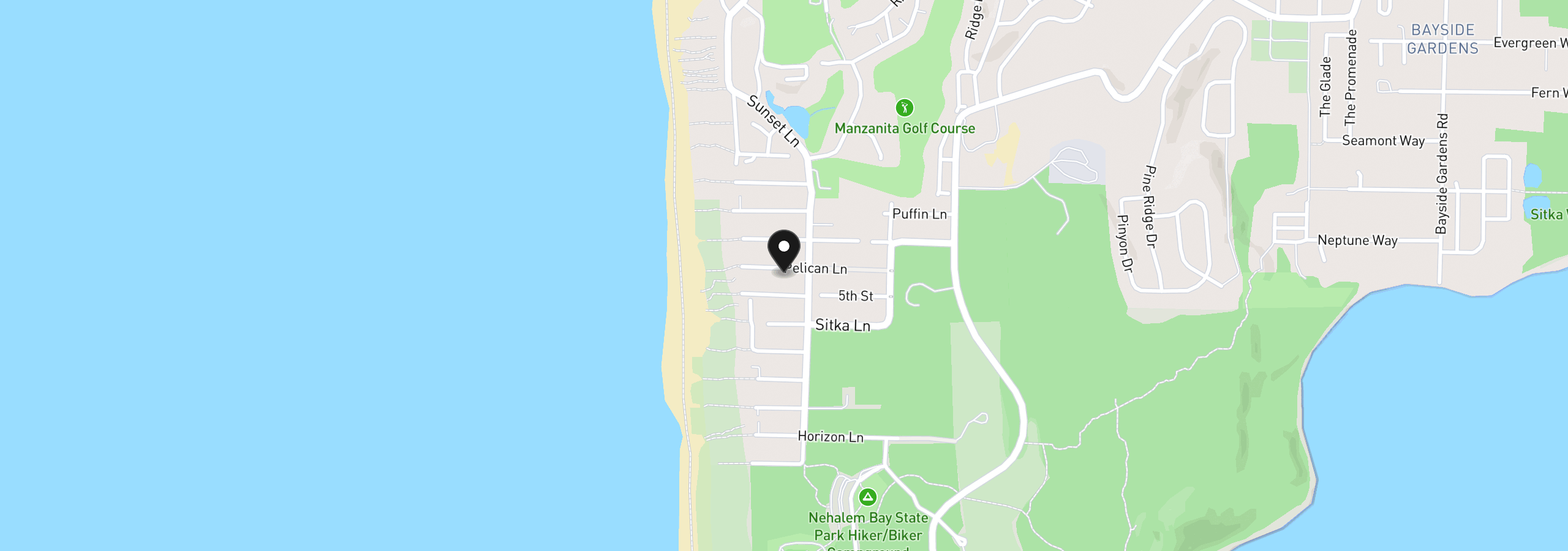 Map showing the location of 8955 Pelican Ln, Manzanita, OR 97130