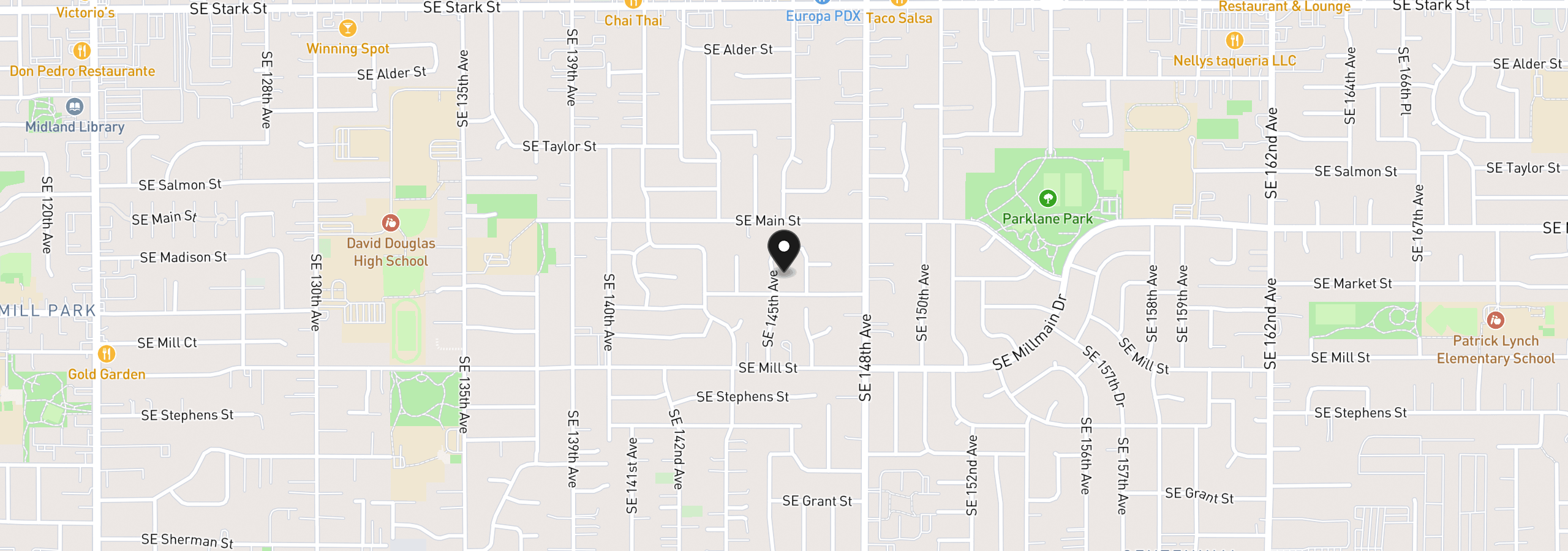 Map showing the location of 1506 SE 145th Ave, Portland, OR 97233