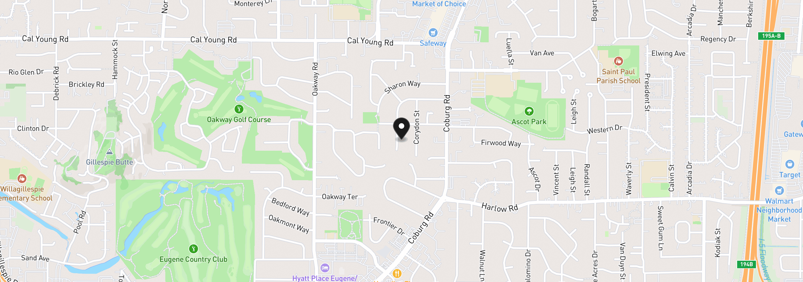 Map showing the location of 953 Forrester Way, Eugene, OR 97401