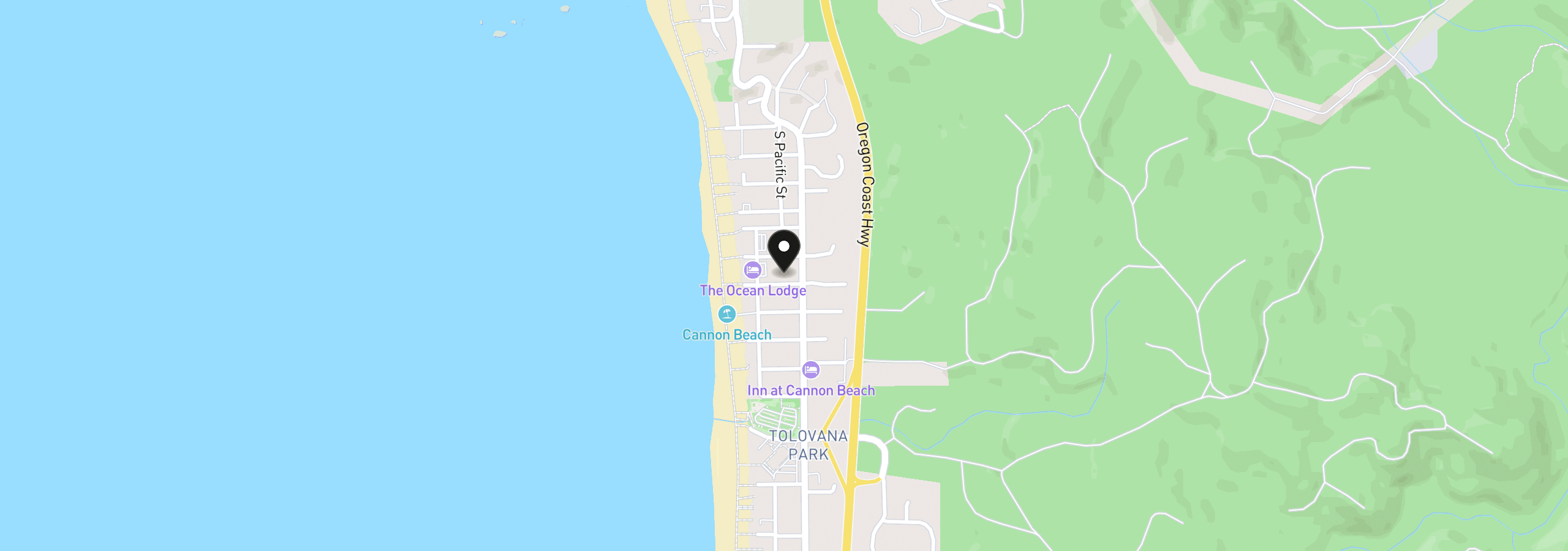 Map showing the location of 140 W Chisana St, Cannon Beach, OR 97110