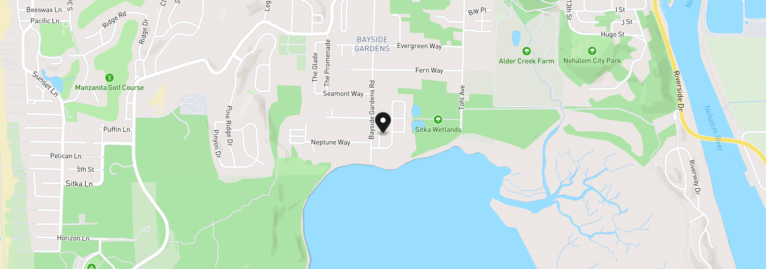 Map showing the location of 34015 Mallard Ave, Nehalem, OR 97131