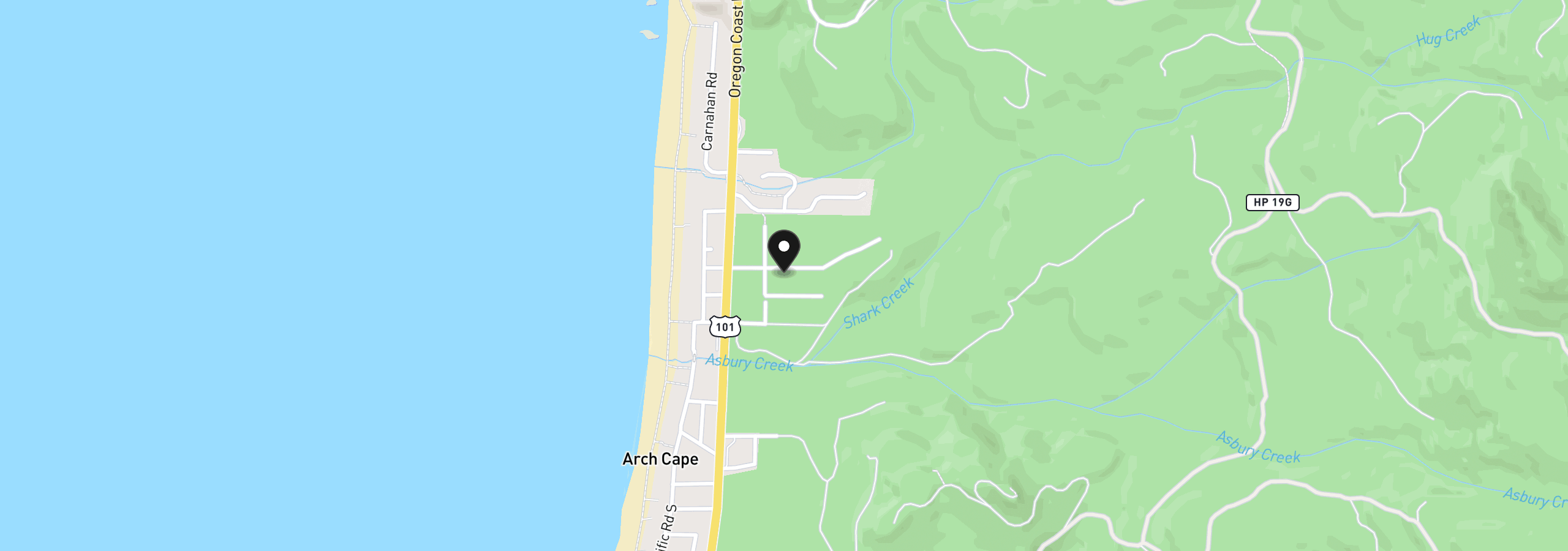 Map showing the location of 32100 Hemlock Ln, Arch Cape, OR 97102