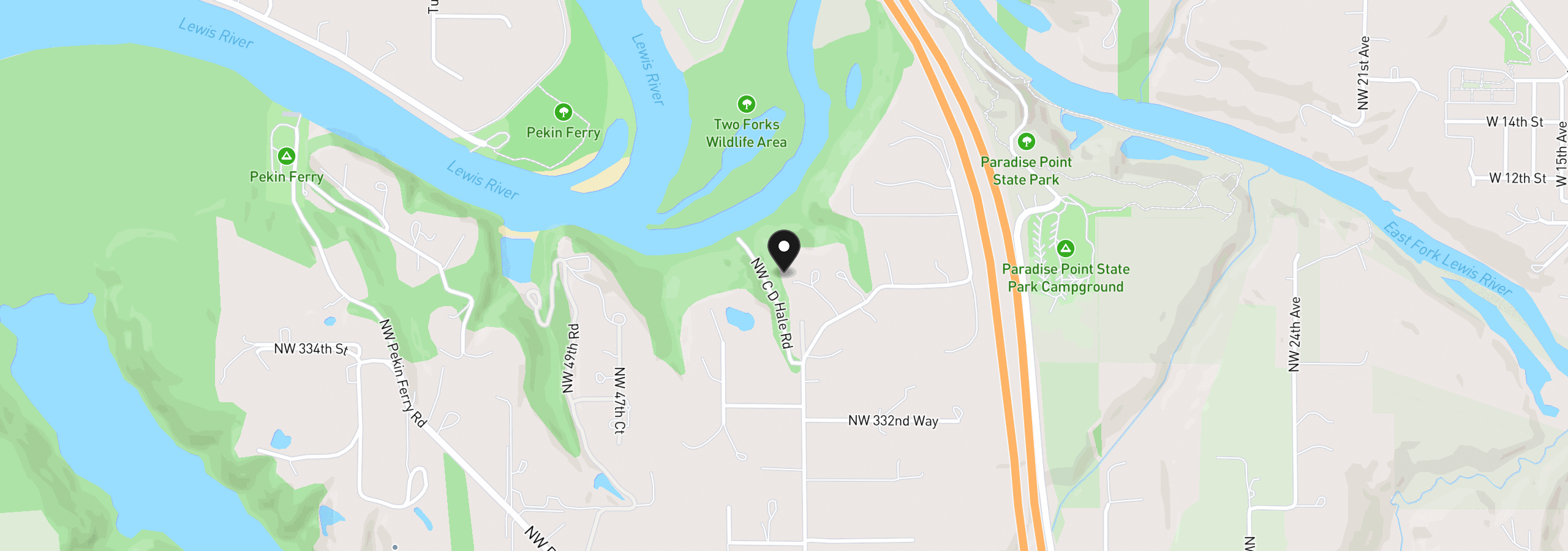 Map showing the location of 33502 NW Norstar Ranch Rd, Ridgefield, Wa 98642