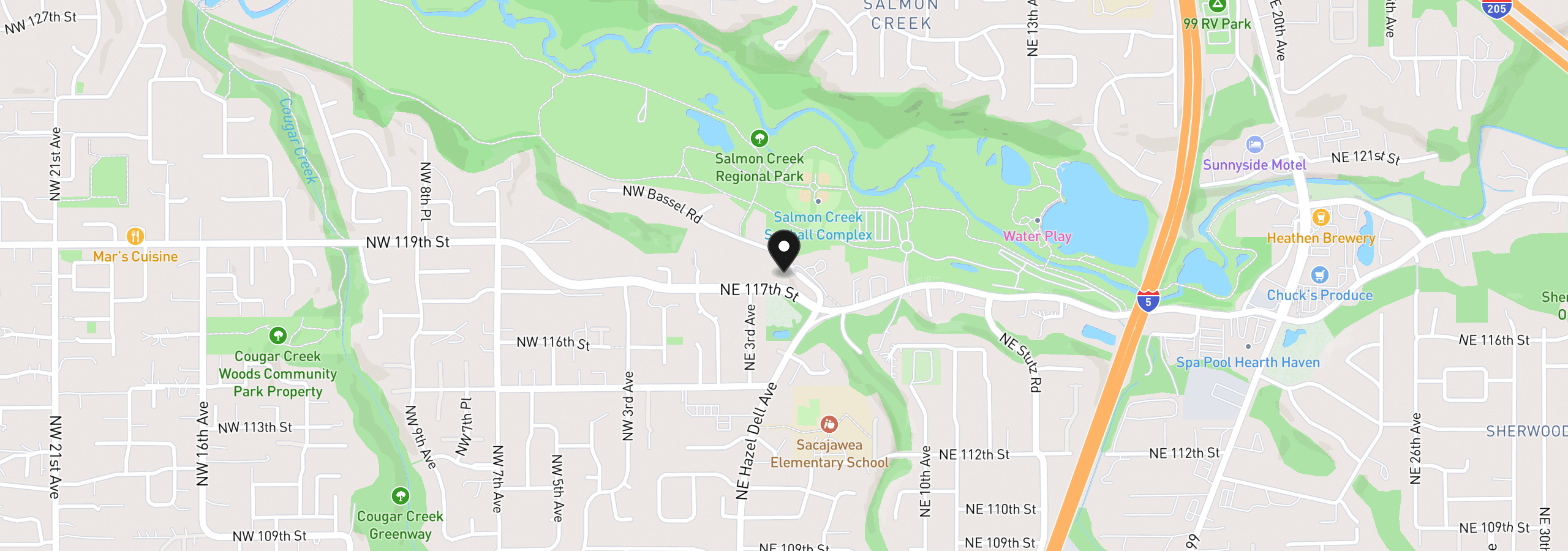 Map showing the location of 317 NE Bassel Rd, Vancouver, Wa 98685