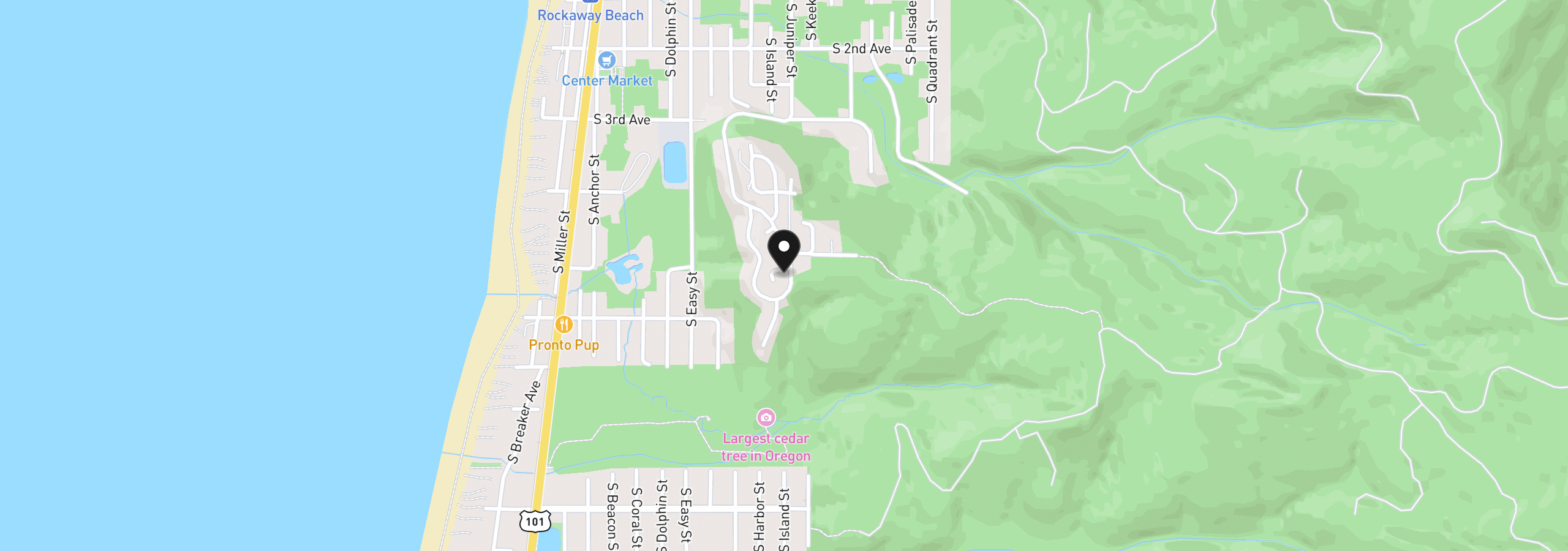 Map showing the location of 516 Kesterson Ct, Rockaway Beach, OR 97136