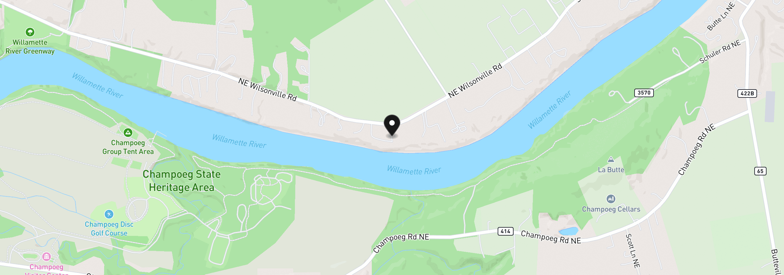 Map showing the location of 36100 NE Wilsonville Rd, Newberg, OR 97132